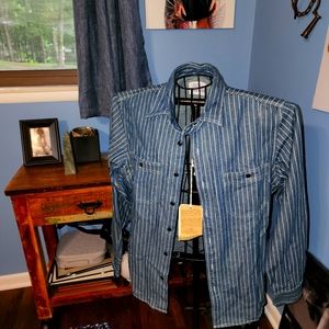Large Denim tailored railroad button down